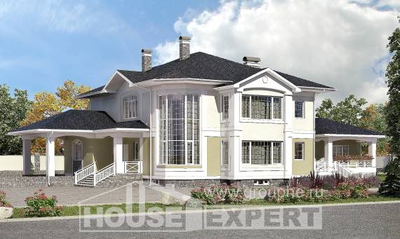 620-001-Л Проект трехэтажного дома и гаражом, классический дом из блока Чернушка, House Expert