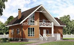 215-001-П Проект двухэтажного дома мансардный этаж, гараж, простой дом из арболита Березники, House Expert