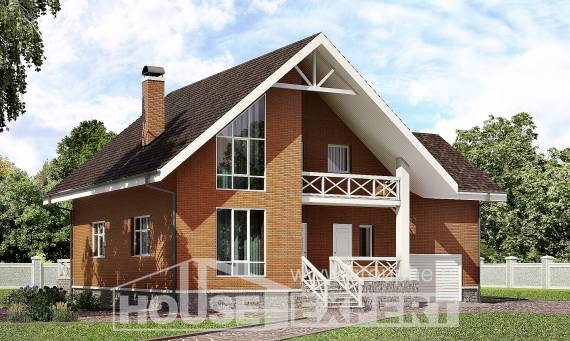 215-001-П Проект двухэтажного дома мансардный этаж, гараж, простой дом из арболита Березники, House Expert