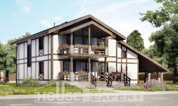 250-002-Л Проект двухэтажного дома мансардный этаж, гараж, простой дом из кирпича Пермь, House Expert