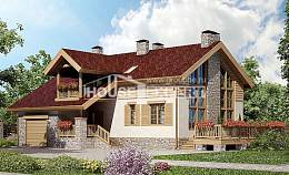 165-002-П Проект двухэтажного дома с мансардой и гаражом, недорогой коттедж из газобетона Верещагино, House Expert