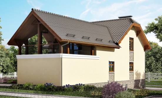 255-003-П Проект трехэтажного дома с мансардой и гаражом, средний загородный дом из блока Добрянка | Проекты домов от House Expert