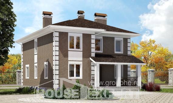 185-002-П Проект двухэтажного дома, современный загородный дом из пеноблока Соликамск, House Expert