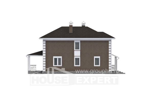 185-002-П Проект двухэтажного дома, компактный домик из блока Добрянка, House Expert