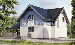 150-011-П Проект двухэтажного дома с мансардой, гараж, простой домик из газосиликатных блоков Пермь, House Expert