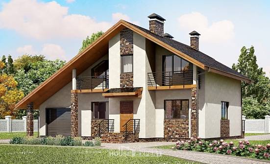 180-008-Л Проект двухэтажного дома мансардный этаж и гаражом, уютный коттедж из бризолита Лысьва | Проекты домов от House Expert
