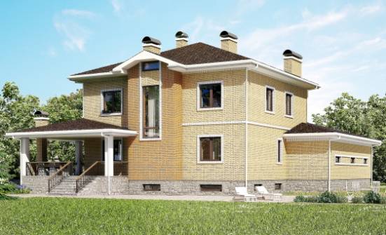 350-002-Л Проект трехэтажного дома и гаражом, уютный домик из кирпича, Березники