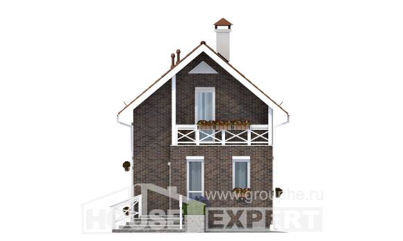 045-001-Л Проект двухэтажного дома мансардой, простой коттедж из газобетона Кунгур, House Expert