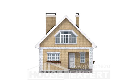 130-004-П Проект двухэтажного дома с мансардой, классический домик из пеноблока, Чусовой