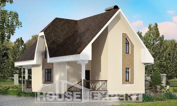 125-001-Л Проект двухэтажного дома с мансардным этажом, классический загородный дом из поризованных блоков Красновишерск, House Expert
