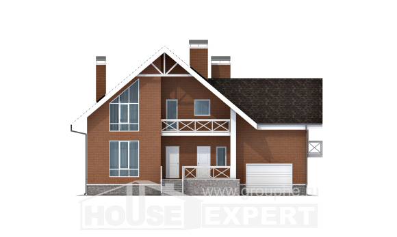 215-001-П Проект двухэтажного дома мансардный этаж, гараж, классический загородный дом из теплоблока Добрянка, House Expert