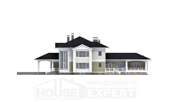 620-001-Л Проект трехэтажного дома и гаражом, уютный домик из пеноблока Кунгур, House Expert