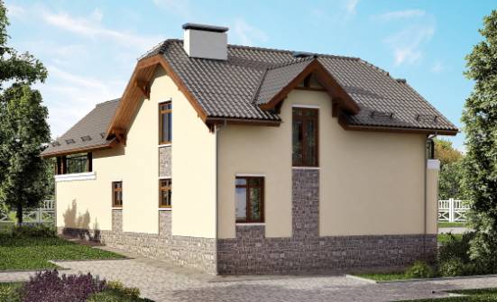 255-003-П Проект двухэтажного дома с мансардным этажом, гараж, огромный домик из бризолита, Красновишерск