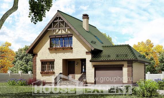 160-007-П Проект двухэтажного дома с мансардным этажом, гараж, современный загородный дом из теплоблока Краснокамск, House Expert