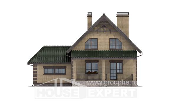 160-007-П Проект двухэтажного дома с мансардой и гаражом, бюджетный загородный дом из бризолита Оса, House Expert