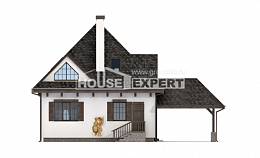 110-002-Л Проект двухэтажного дома мансардный этаж и гаражом, скромный загородный дом из пеноблока Оса, House Expert
