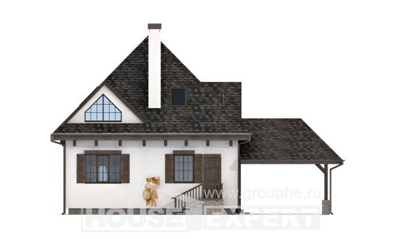 110-002-Л Проект двухэтажного дома мансардный этаж и гаражом, скромный загородный дом из пеноблока Оса, House Expert