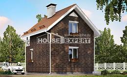045-001-Л Проект двухэтажного дома с мансардным этажом, маленький дом из поризованных блоков Очер, House Expert