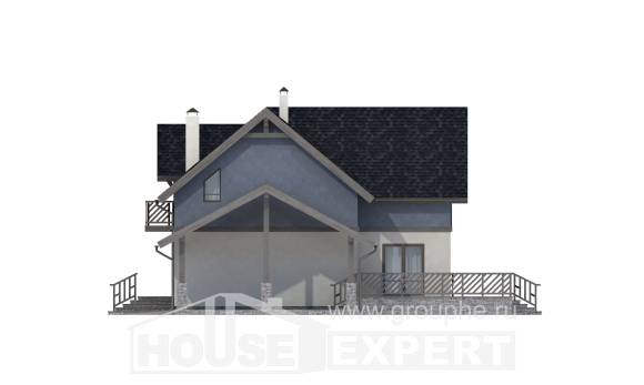 150-011-П Проект двухэтажного дома с мансардным этажом, гараж, бюджетный коттедж из бризолита Очер, House Expert
