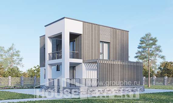 150-017-П Проект двухэтажного дома, небольшой коттедж из теплоблока Чернушка, House Expert