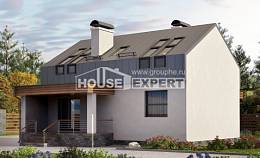 120-004-П Проект двухэтажного дома мансардой, экономичный домик из газосиликатных блоков Березники, House Expert