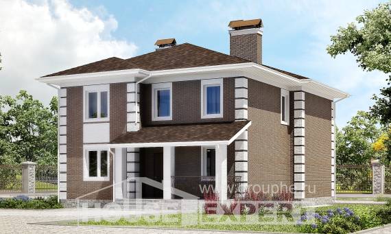 185-002-П Проект двухэтажного дома, бюджетный коттедж из блока Красновишерск, House Expert