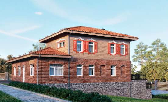 380-002-Л Проект трехэтажного дома и гаражом, огромный коттедж из кирпича, Добрянка