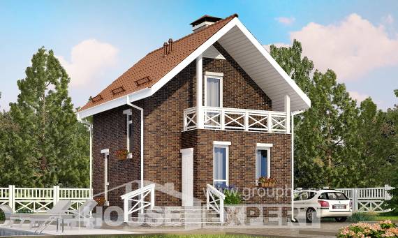 045-001-Л Проект двухэтажного дома мансардой, эконом дом из твинблока Соликамск, House Expert