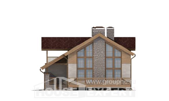 165-002-П Проект двухэтажного дома с мансардой, гараж, современный дом из блока Оса, House Expert