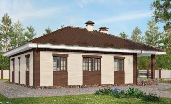 160-015-П Проект одноэтажного дома и гаражом, компактный загородный дом из газосиликатных блоков Березники | Проекты домов от House Expert