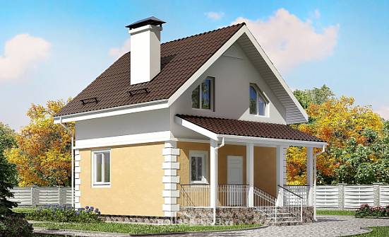 070-002-П Проект двухэтажного дома с мансардным этажом, маленький коттедж из керамзитобетонных блоков Краснокамск | Проекты домов от House Expert