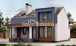 120-004-П Проект двухэтажного дома с мансардным этажом, красивый дом из твинблока Краснокамск, House Expert
