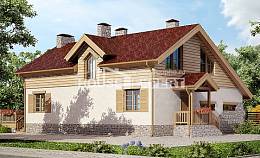 165-002-П Проект двухэтажного дома с мансардой, гараж, бюджетный коттедж из арболита Добрянка, House Expert