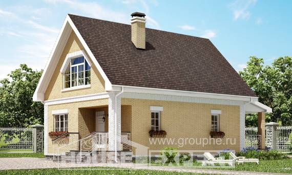130-004-П Проект двухэтажного дома мансардный этаж, красивый домик из пеноблока, Верещагино