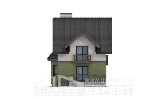 120-003-П Проект двухэтажного дома мансардный этаж, небольшой домик из поризованных блоков Пермь, House Expert