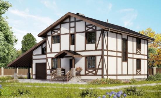 250-002-Л Проект двухэтажного дома с мансардой, гараж, классический коттедж из кирпича, Чусовой