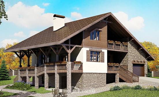 300-003-П Проект трехэтажного дома с мансардным этажом и гаражом, современный домик из кирпича, Добрянка