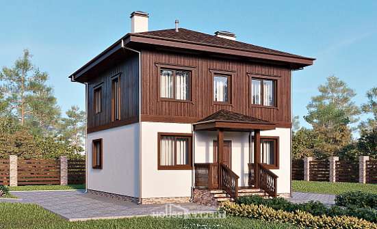 100-006-Л Проект двухэтажного дома, классический коттедж из блока, Чусовой
