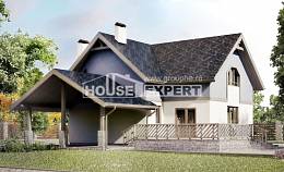 150-011-П Проект двухэтажного дома с мансардой, гараж, недорогой коттедж из керамзитобетонных блоков Добрянка, House Expert