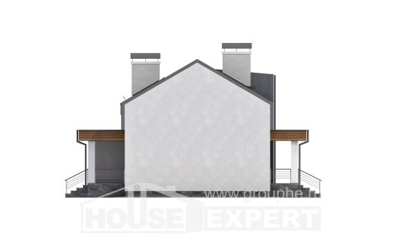 120-004-П Проект двухэтажного дома с мансардным этажом, бюджетный коттедж из керамзитобетонных блоков Чердынь, House Expert