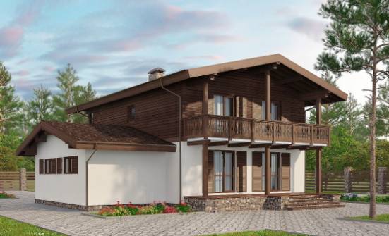 180-018-Л Проект двухэтажного дома с мансардой и гаражом, классический загородный дом из бризолита, Соликамск