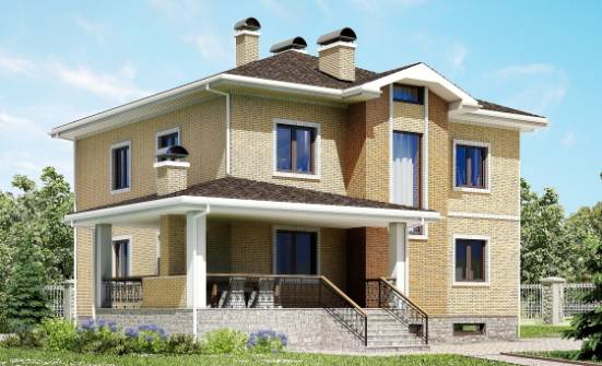 350-002-Л Проект трехэтажного дома и гаражом, уютный домик из кирпича, Березники