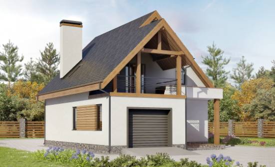 120-005-П Проект двухэтажного дома мансардный этаж и гаражом, простой домик из теплоблока Чернушка | Проекты домов от House Expert