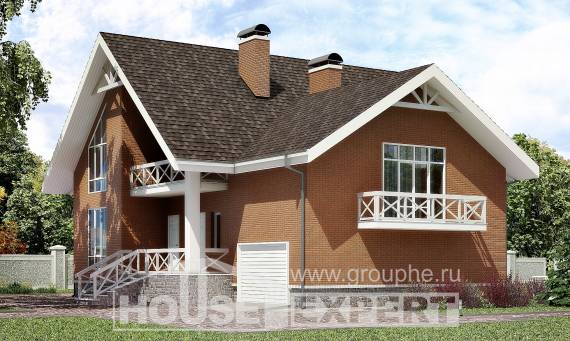 215-001-П Проект двухэтажного дома мансардой и гаражом, просторный домик из твинблока Краснокамск, House Expert