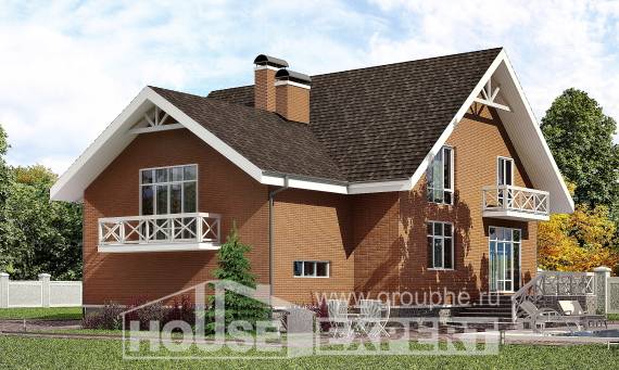 215-001-П Проект двухэтажного дома с мансардой, гараж, просторный домик из твинблока Верещагино, House Expert