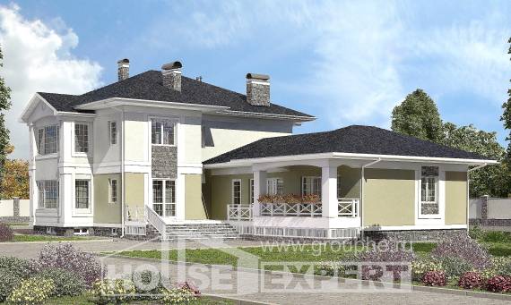 620-001-Л Проект трехэтажного дома и гаражом, красивый дом из поризованных блоков Чусовой, House Expert