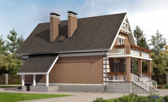 200-009-Л Проект трехэтажного дома с мансардой, гараж, простой домик из поризованных блоков Очер | Проекты домов от House Expert