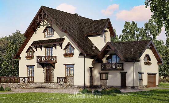 435-002-П Проект трехэтажного дома с мансардой, гараж, классический загородный дом из бризолита, Кунгур