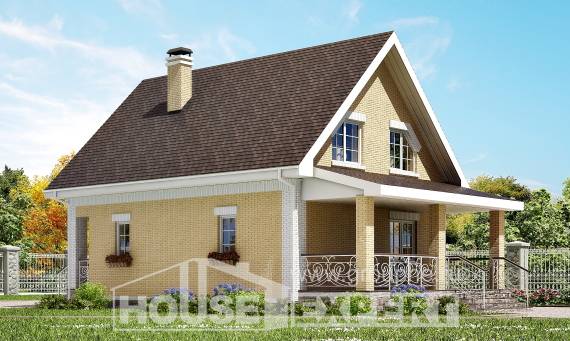 130-004-П Проект двухэтажного дома с мансардой, простой дом из газобетона Кудымкар, House Expert