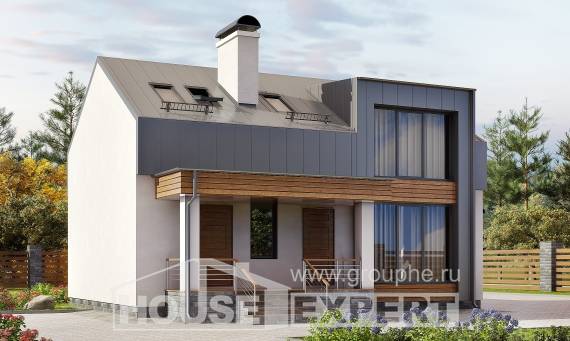 120-004-П Проект двухэтажного дома мансардный этаж, классический загородный дом из газобетона Пермь, House Expert